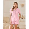 image:imageEkouaer Womens Pajamas Set Button Down Pjs Lounge Sets Short Sleeve Sleepwear Soft Loungewear NigthwearPink