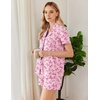 image:imageEkouaer Womens Pajamas Set Button Down Pjs Lounge Sets Short Sleeve Sleepwear Soft Loungewear NigthwearPink Bow