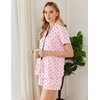 image:imageEkouaer Womens Pajamas Set Button Down Pjs Lounge Sets Short Sleeve Sleepwear Soft Loungewear NigthwearPink Cherry