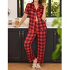image:imageEkouaer Womens Pajamas Set Print PJs Soft Button Down Sleepwear Short Sleeve Lounge Set with PocketsBig Red Plaid