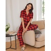 image:imageEkouaer Womens Pajamas Set Print PJs Soft Button Down Sleepwear Short Sleeve Lounge Set with PocketsBig Red Plaid
