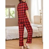 image:imageEkouaer Womens Pajamas Set Print PJs Soft Button Down Sleepwear Short Sleeve Lounge Set with PocketsBig Red Plaid