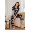 image:imageEkouaer Womens Pajamas Set Print PJs Soft Button Down Sleepwear Short Sleeve Lounge Set with PocketsBlack Flowers