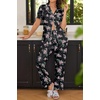 image:imageEkouaer Womens Pajamas Set Print PJs Soft Button Down Sleepwear Short Sleeve Lounge Set with PocketsBlack Flowers