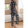 image:imageEkouaer Womens Pajamas Set Print PJs Soft Button Down Sleepwear Short Sleeve Lounge Set with PocketsBlack Flowers
