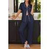 image:imageEkouaer Womens Pajamas Set Print PJs Soft Button Down Sleepwear Short Sleeve Lounge Set with PocketsNavy Blue