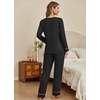 image:imageEkouaer Womens Pajamas Sets 2 piece PJs V Neck Long Sleeve Sleepwear Comfy Pants Loungewear with PocketBlack