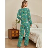 image:imageEkouaer Womens Pajamas Sets 2 piece PJs V Neck Long Sleeve Sleepwear Comfy Pants Loungewear with PocketChristmas Green Elf