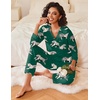 image:imageEkouaer Womens Pajamas Sets 2 piece PJs V Neck Long Sleeve Sleepwear Comfy Pants Loungewear with PocketGreen Tiger