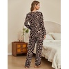 image:imageEkouaer Womens Pajamas Sets 2 piece PJs V Neck Long Sleeve Sleepwear Comfy Pants Loungewear with PocketLeopard