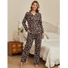 image:imageEkouaer Womens Pajamas Sets 2 piece PJs V Neck Long Sleeve Sleepwear Comfy Pants Loungewear with PocketLeopard