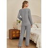 image:imageEkouaer Womens Pajamas Sets 2 piece PJs V Neck Long Sleeve Sleepwear Comfy Pants Loungewear with PocketMedium Grey