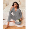 image:imageEkouaer Womens Pajamas Sets 2 piece PJs V Neck Long Sleeve Sleepwear Comfy Pants Loungewear with PocketMedium Grey