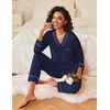 image:imageEkouaer Womens Pajamas Sets 2 piece PJs V Neck Long Sleeve Sleepwear Comfy Pants Loungewear with PocketNavy Blue