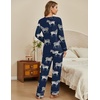 image:imageEkouaer Womens Pajamas Sets 2 piece PJs V Neck Long Sleeve Sleepwear Comfy Pants Loungewear with PocketNavy Zebra