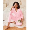 image:imageEkouaer Womens Pajamas Sets 2 piece PJs V Neck Long Sleeve Sleepwear Comfy Pants Loungewear with PocketPink