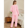 image:imageEkouaer Womens Pajamas Sets 2 piece PJs V Neck Long Sleeve Sleepwear Comfy Pants Loungewear with PocketPink