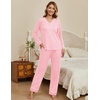 image:imageEkouaer Womens Pajamas Sets 2 piece PJs V Neck Long Sleeve Sleepwear Comfy Pants Loungewear with PocketPink