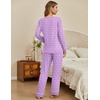 image:imageEkouaer Womens Pajamas Sets 2 piece PJs V Neck Long Sleeve Sleepwear Comfy Pants Loungewear with PocketPurple Lightning