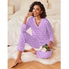 image:imageEkouaer Womens Pajamas Sets 2 piece PJs V Neck Long Sleeve Sleepwear Comfy Pants Loungewear with PocketPurple Lightning