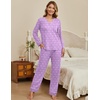 image:imageEkouaer Womens Pajamas Sets 2 piece PJs V Neck Long Sleeve Sleepwear Comfy Pants Loungewear with PocketPurple Lightning