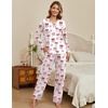 image:imageEkouaer Womens Pajamas Sets 2 piece PJs V Neck Long Sleeve Sleepwear Comfy Pants Loungewear with PocketRed Bow