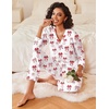image:imageEkouaer Womens Pajamas Sets 2 piece PJs V Neck Long Sleeve Sleepwear Comfy Pants Loungewear with PocketRed Bow