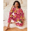 image:imageEkouaer Womens Pajamas Sets 2 piece PJs V Neck Long Sleeve Sleepwear Comfy Pants Loungewear with PocketRose Red Flower