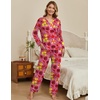 image:imageEkouaer Womens Pajamas Sets 2 piece PJs V Neck Long Sleeve Sleepwear Comfy Pants Loungewear with PocketRose Red Flower