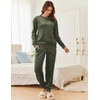 image:imageEkouaer Womens Pajamas Sets Velvet Long Sleeve Jogger Pjs Soft Sleepwear 2 Piece Lounge Sets Casual TracksuitsArmy Green
