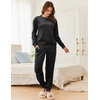 image:imageEkouaer Womens Pajamas Sets Velvet Long Sleeve Jogger Pjs Soft Sleepwear 2 Piece Lounge Sets Casual TracksuitsBlack