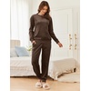 image:imageEkouaer Womens Pajamas Sets Velvet Long Sleeve Jogger Pjs Soft Sleepwear 2 Piece Lounge Sets Casual TracksuitsBrown