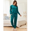 image:imageEkouaer Womens Pajamas Sets Velvet Long Sleeve Jogger Pjs Soft Sleepwear 2 Piece Lounge Sets Casual TracksuitsDark Cyan