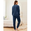 image:imageEkouaer Womens Pajamas Sets Velvet Long Sleeve Jogger Pjs Soft Sleepwear 2 Piece Lounge Sets Casual TracksuitsNavy Blue