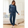 image:imageEkouaer Womens Pajamas Sets Velvet Long Sleeve Jogger Pjs Soft Sleepwear 2 Piece Lounge Sets Casual TracksuitsNavy Blue
