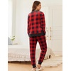image:imageEkouaer Womens Pajamas Sets Velvet Long Sleeve Jogger Pjs Soft Sleepwear 2 Piece Lounge Sets Casual TracksuitsPlaid Red