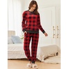 image:imageEkouaer Womens Pajamas Sets Velvet Long Sleeve Jogger Pjs Soft Sleepwear 2 Piece Lounge Sets Casual TracksuitsPlaid Red