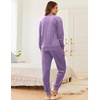 image:imageEkouaer Womens Pajamas Sets Velvet Long Sleeve Jogger Pjs Soft Sleepwear 2 Piece Lounge Sets Casual TracksuitsPurple