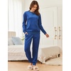 image:imageEkouaer Womens Pajamas Sets Velvet Long Sleeve Jogger Pjs Soft Sleepwear 2 Piece Lounge Sets Casual TracksuitsRoyal Blue