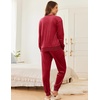 image:imageEkouaer Womens Pajamas Sets Velvet Long Sleeve Jogger Pjs Soft Sleepwear 2 Piece Lounge Sets Casual TracksuitsWine Red