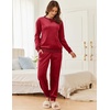 image:imageEkouaer Womens Pajamas Sets Velvet Long Sleeve Jogger Pjs Soft Sleepwear 2 Piece Lounge Sets Casual TracksuitsWine Red