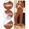 image:imageEkouaer Womens Rib Knit Pajamas Button Up Lounge Sets Short Sleeve Top and Long Pants Matching Pjs Sleepwear LoungewearChocolate