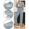 image:imageEkouaer Womens Rib Knit Pajamas Button Up Lounge Sets Short Sleeve Top and Long Pants Matching Pjs Sleepwear LoungewearClear Blue