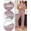 image:imageEkouaer Womens Rib Knit Pajamas Button Up Lounge Sets Short Sleeve Top and Long Pants Matching Pjs Sleepwear LoungewearPink