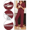 image:imageEkouaer Womens Rib Knit Pajamas Button Up Lounge Sets Short Sleeve Top and Long Pants Matching Pjs Sleepwear LoungewearWine Red