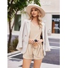 image:imageEkouaer Womens Ribbed Knit Lounge Set Short Sleeve Top and Shorts Sleepwear Pajama Set Two Piece Shorts Outfits SetBeige