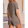 image:imageEkouaer Womens Ribbed Knit Lounge Set Short Sleeve Top and Shorts Sleepwear Pajama Set Two Piece Shorts Outfits SetBrown