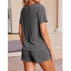 image:imageEkouaer Womens Ribbed Knit Lounge Set Short Sleeve Top and Shorts Sleepwear Pajama Set Two Piece Shorts Outfits SetGray