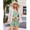 image:imageEkouaer Womens Ribbed Knit Lounge Set Short Sleeve Top and Shorts Sleepwear Pajama Set Two Piece Shorts Outfits SetGreen