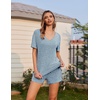 image:imageEkouaer Womens Ribbed Knit Lounge Set Short Sleeve Top and Shorts Sleepwear Pajama Set Two Piece Shorts Outfits SetLake Blue